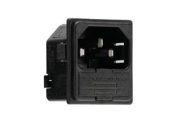 IEC Connector Snap Fit To Panel Fused Inlet PF0011 Series 1.5mm Panel Black 6.3mm Tab Termination EN60 320-1 Standard Sheet C14 Class I