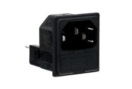 IEC Connector Snap Fit To Panel Twin Fused Inlet PF0033 Series 1.5mm Panel 6.3mm Tab Termination EN60 320-1 Standard Sheet C14 Class I
