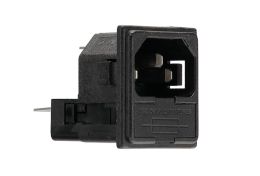IEC Connector Snap Fit To Panel Twin Fused Inlet PF0033 Series 2mm Panel 6.3mm Tab Termination EN60 320-1 Standard Sheet C14 Class I