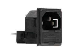 IEC Connector Snap Fit To Panel Twin Fused Inlet PF0033 Series 3mm Panel 6.3mm Tab Termination EN60 320-1 Standard Sheet C14 Class I