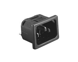 IEC Connector Snap Fit To Panel Inlet PX0575 Series 2mm Panel Black 4.8mm Tab Termination EN 60320-1 Standard Sheet C14 Class I