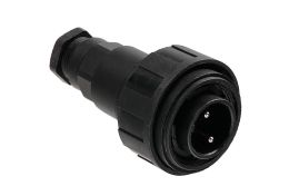 Flex Cable Connector PX0736 Range 2 Contact Plug Screw Termination (Contacts Supplied Fitted) 6mm-8mm Cable Black Insert And Gland Nut