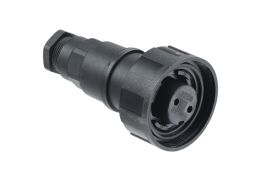 Flex Cable Connector PX0736 Series 2 Contact Socket Screw Termination (Contacts Supplied Fitted) 6mm-8mm Cable Black Insert And Gland Nut