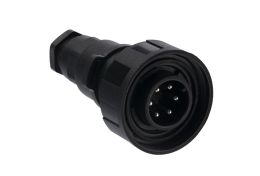 Flex Cable Connector PX0739 Series 6 Contact Plug Screw Termination (Contacts Supplied Fitted) 6mm-8mm Cable Black Insert And Gland Nut