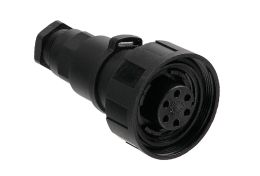 Flex Cable Connector PX0739 Series 6 Contact Socket Screw Termination (Contacts Supplied Fitted) 6mm-8mm Cable Black Insert And Gland Nut