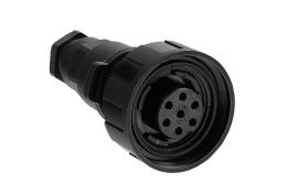 Flex Cable Connector PX0745 Series 7 Contact Socket Screw Termination (Contacts Supplied Fitted) 6mm-8mm Cable Black Insert And Gland Nut