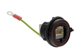 Front Panel Mount Connector PX0833 Series CAT5e Shielded Coupler Plus Earth Wire