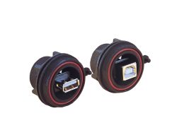 Front Panel Mount Connector PX0842 Series USB 2.0 Sealed B Socket Front of Panel to Standard A Socket Rear of Panel