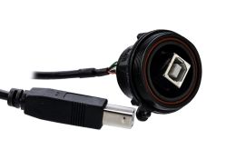 Front Panel Mount USB 2.0 Extension Cable PX0844 Series Sealed B Socket Front of Panel to Standard B Plug 0.5M Cable