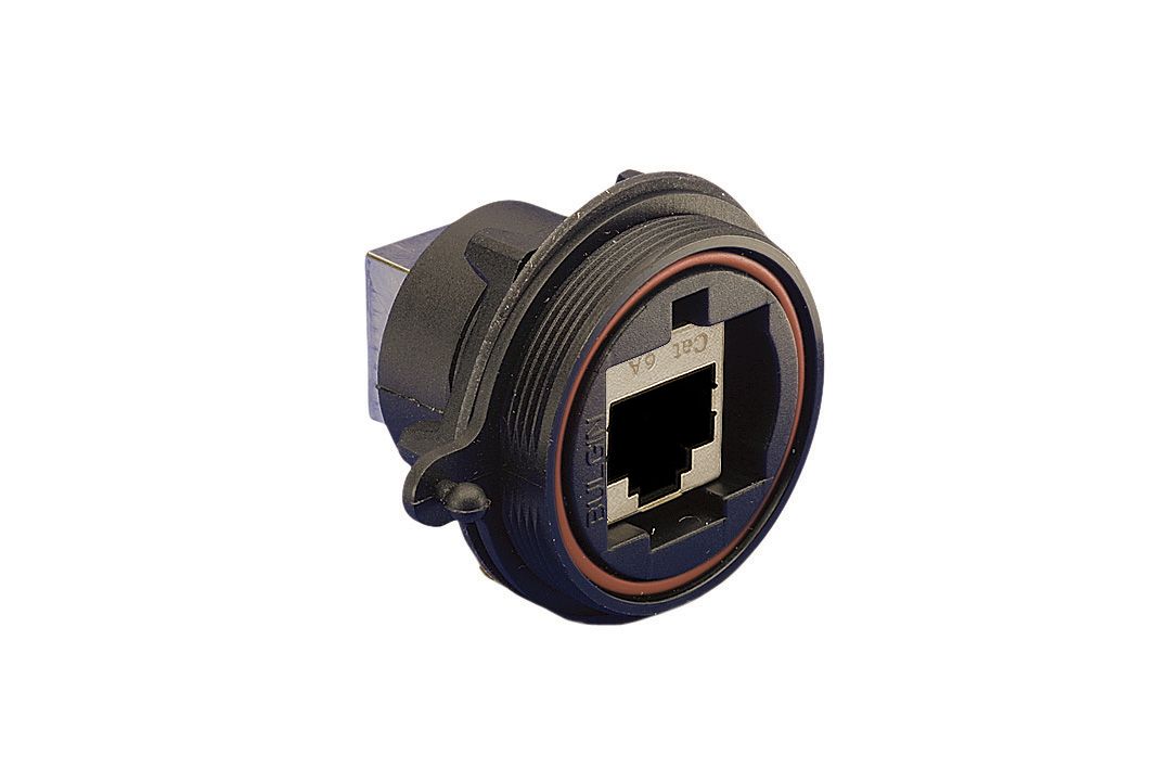 Cat5e, Cat6a or Cat8 RJ45 Front Panel Mount Connector