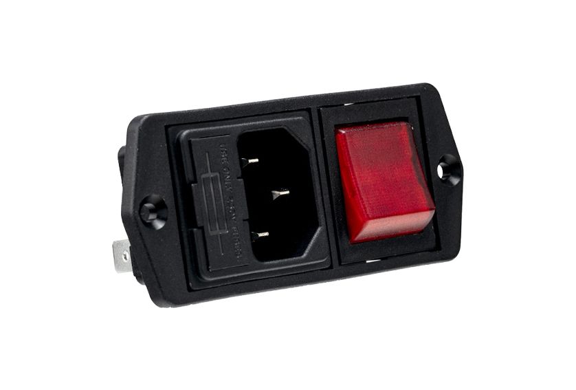 Vertical Power Entry Module 81.5mm Top Fixing Flange Mount C14