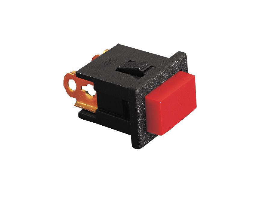 Rectangular Plastic Body Push Button Switch Black Button S.P. Push To Make  Slow Momentary Action Solder Tag Termination