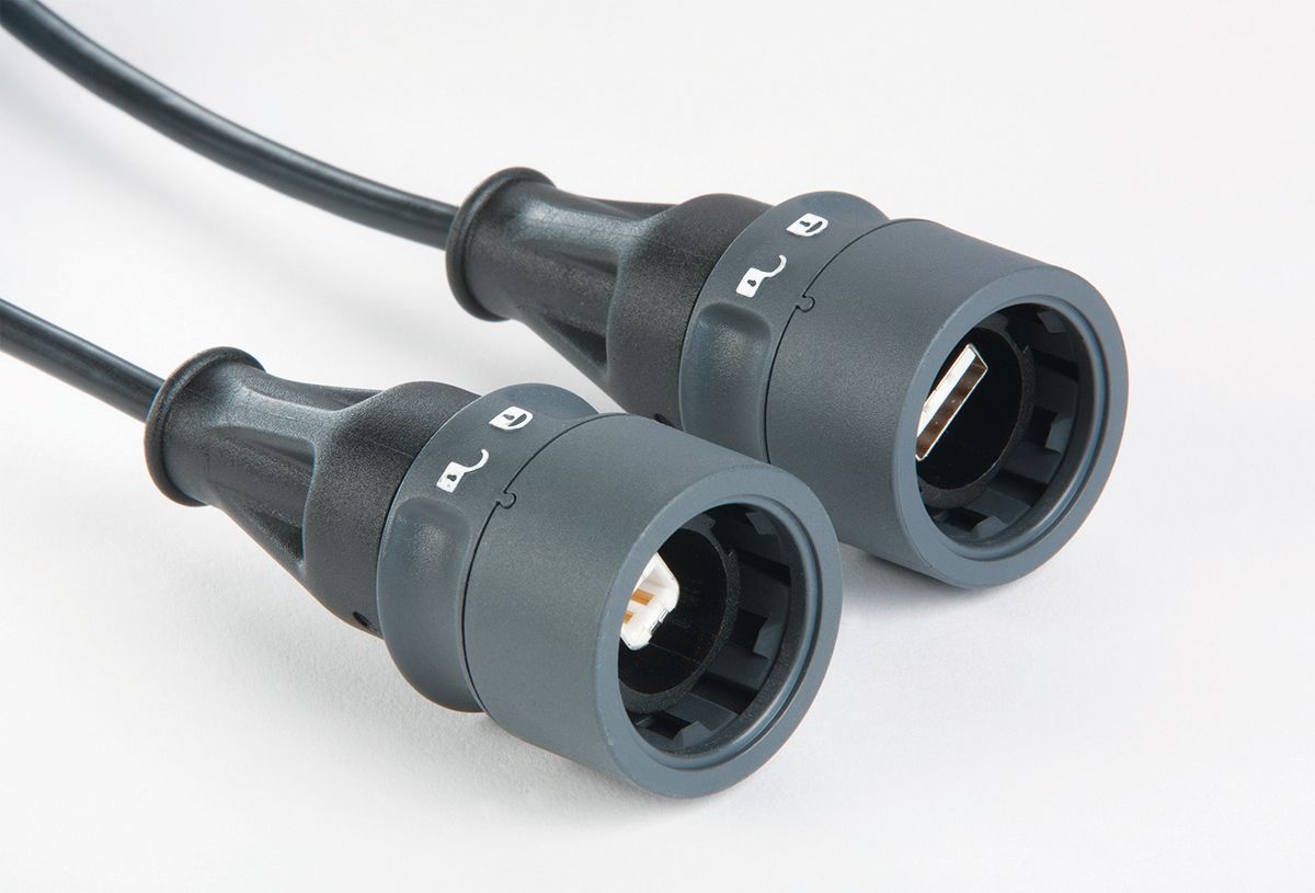 Montaje de cables USB sobremoldeado, enchufe A hermético a enchufe hermético - Serie PXP6041